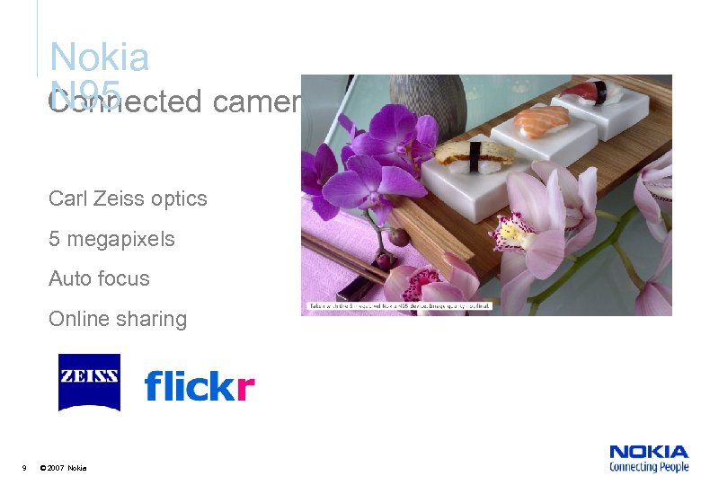 Nokia N 95 Connected camera Carl Zeiss optics 5 megapixels Auto focus Online sharing