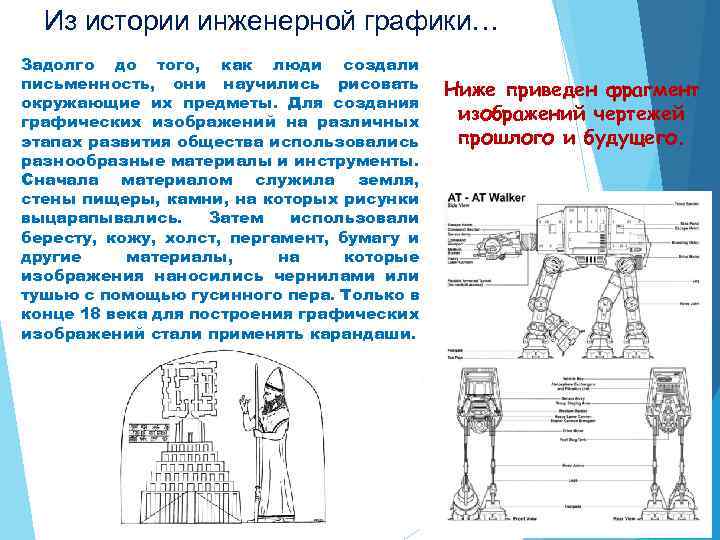 Из истории инженерной графики… Задолго до того, как люди создали письменность, они научились рисовать
