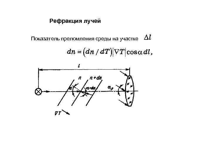 Рефракция лучей Показатель преломления среды на участке 