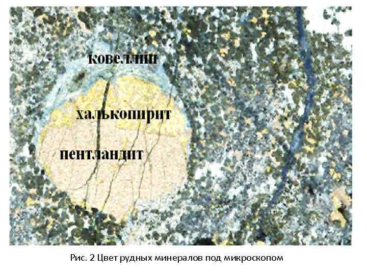 Рис. 2 Цвет рудных минералов под микроскопом 