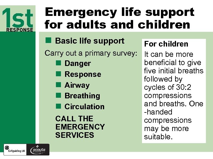 Emergency life support for adults and children n Basic life support For children Carry