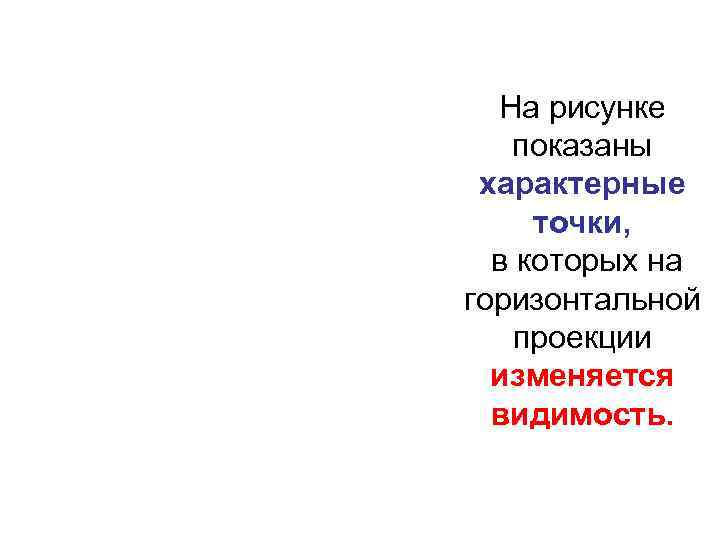 На рисунке показаны характерные точки, в которых на горизонтальной проекции изменяется видимость. 