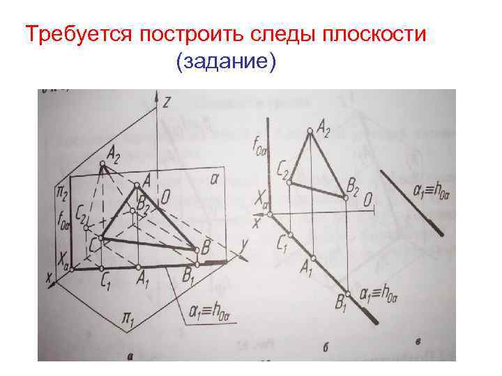Требуется построить следы плоскости (задание) 