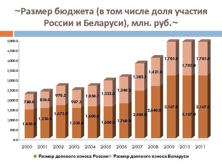 ~Размер бюджета (в том числе доля участия России и Беларуси), млн. руб. ~ 5,