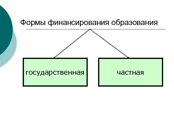 Формы финансирования образования государственная частная 