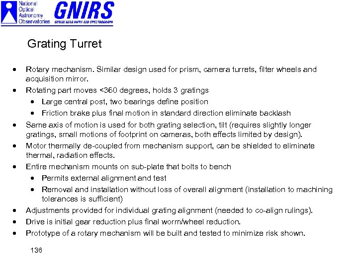 Grating Turret · · · · Rotary mechanism. Similar design used for prism, camera