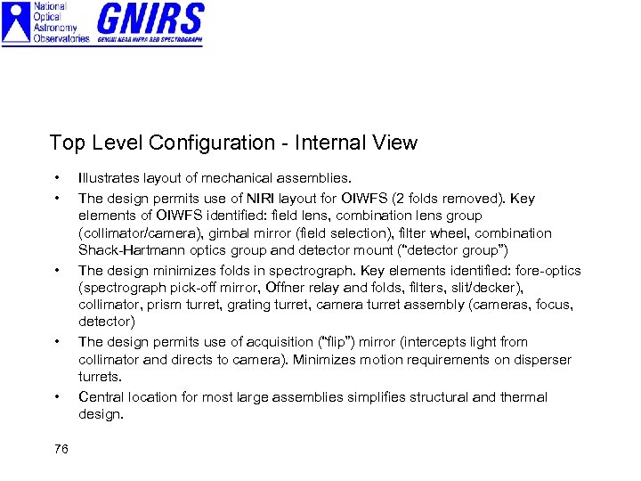 Top Level Configuration - Internal View • • • 76 Illustrates layout of mechanical