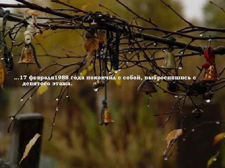 … 17 февраля 1988 года покончил с собой, выбросившись с девятого этажа. 