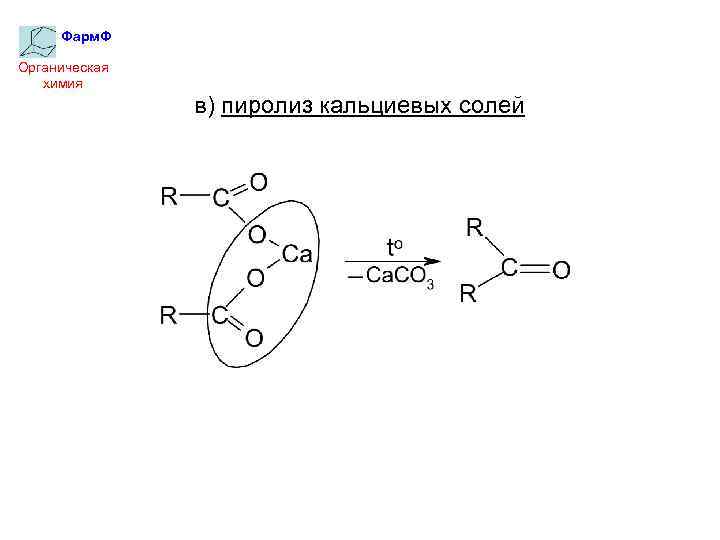 Фарм. Ф Органическая химия в) пиролиз кальциевых солей 