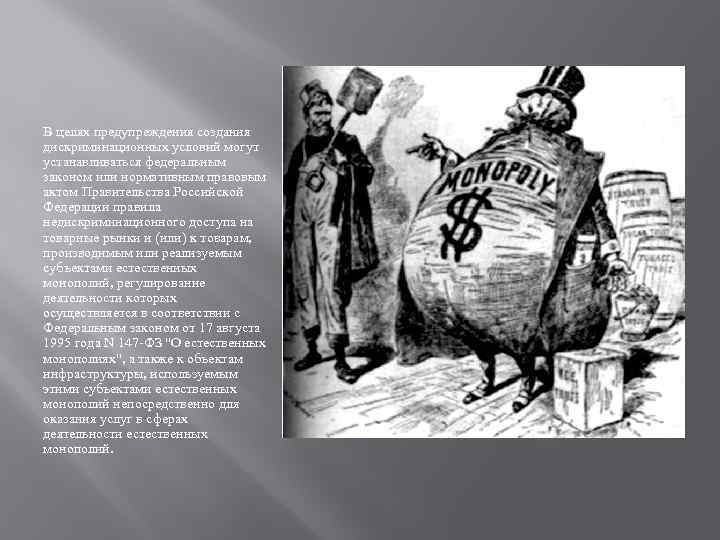 В целях предупреждения создания дискриминационных условий могут устанавливаться федеральным законом или нормативным правовым актом