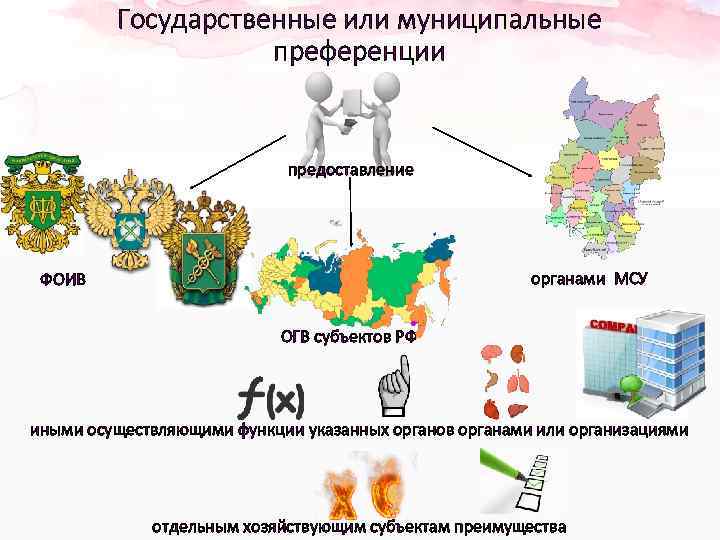 Государственные или муниципальные преференции предоставление органами МСУ ФОИВ ОГВ субъектов РФ иными осуществляющими функции