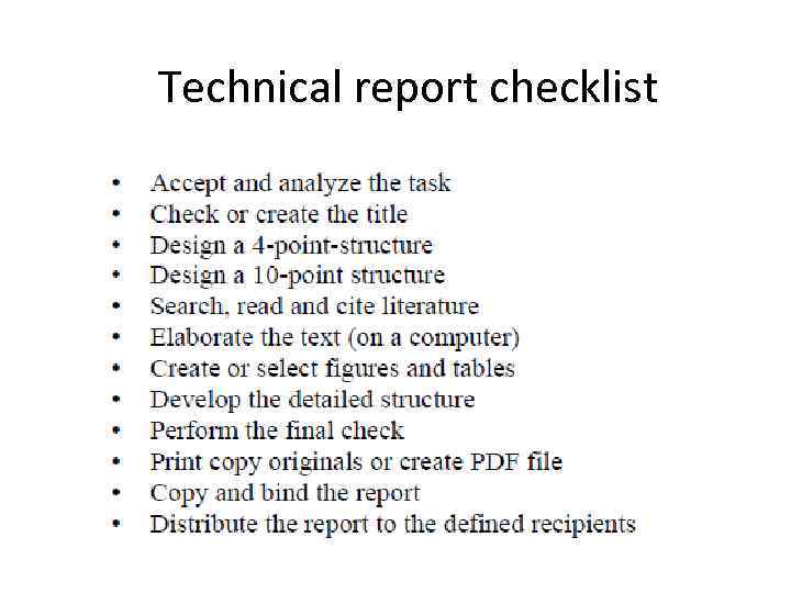 Technical report checklist 