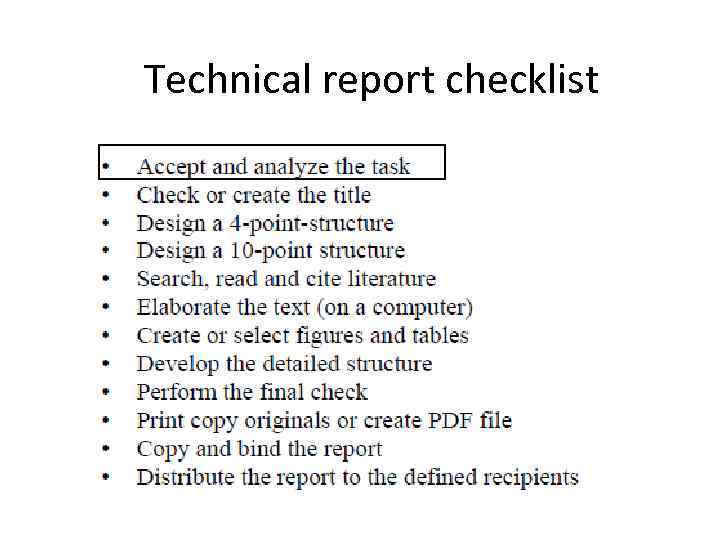 Technical report checklist 