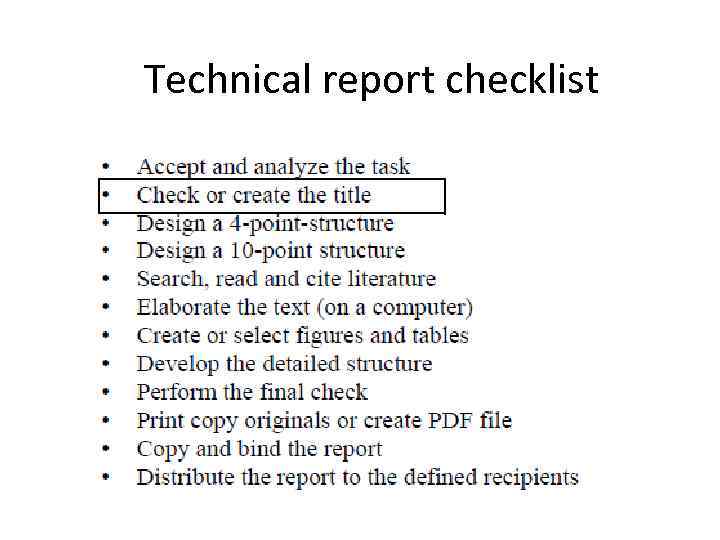 Technical report checklist 