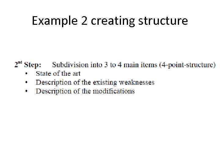 Example 2 creating structure 