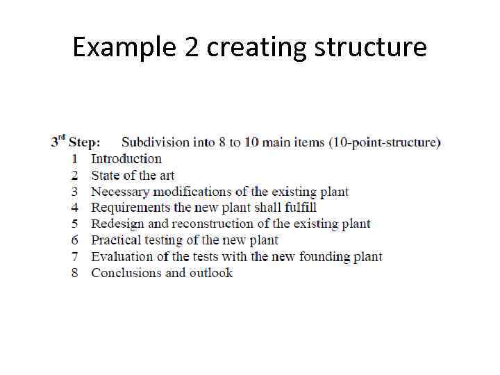 Example 2 creating structure 