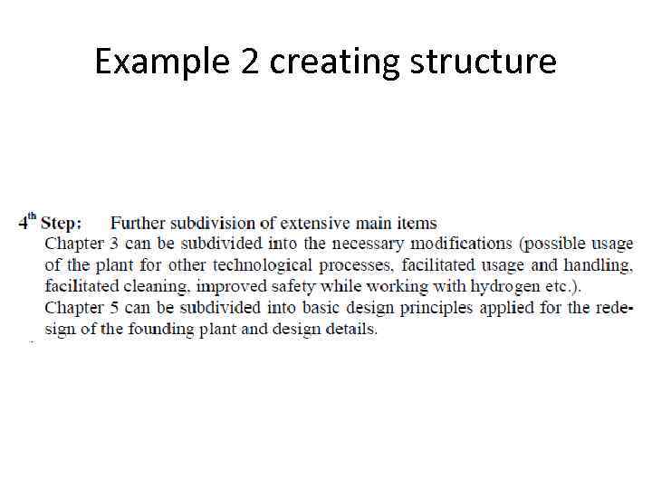 Example 2 creating structure 