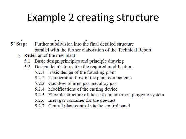 Example 2 creating structure 