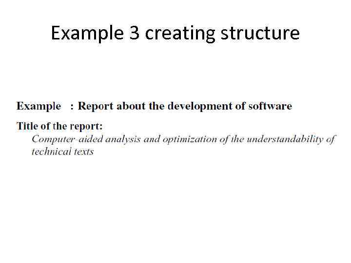 Example 3 creating structure 