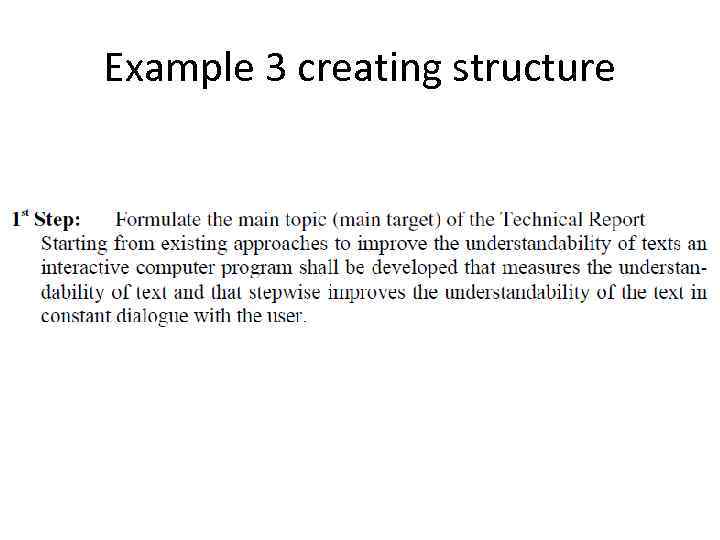 Example 3 creating structure 