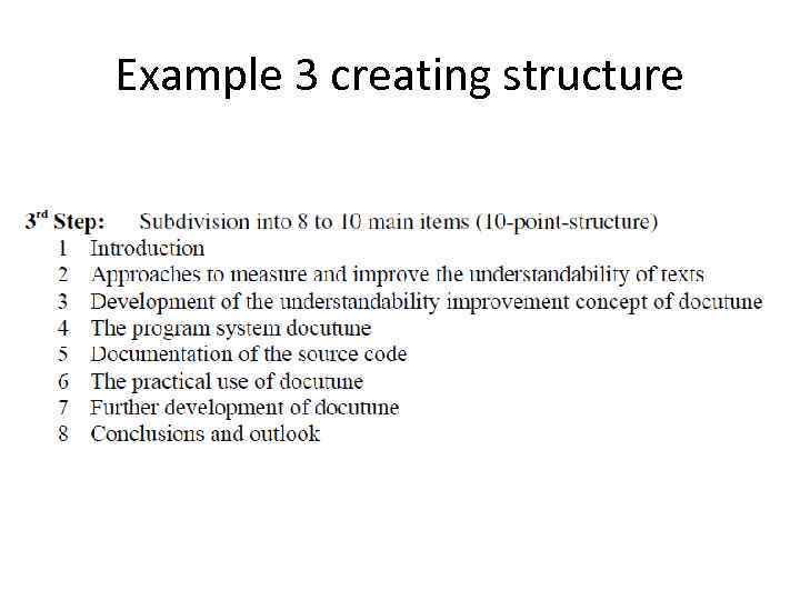 Example 3 creating structure 