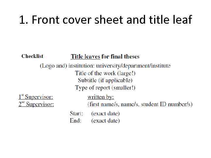 1. Front cover sheet and title leaf 