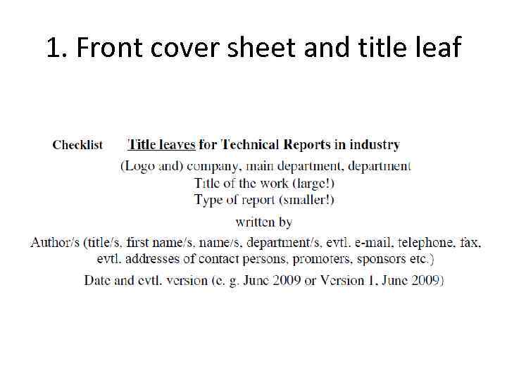 1. Front cover sheet and title leaf 