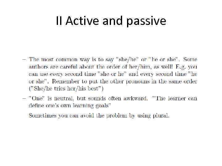 II Active and passive 