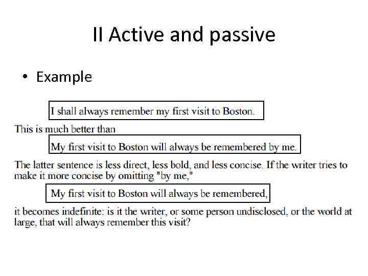 II Active and passive • Example 