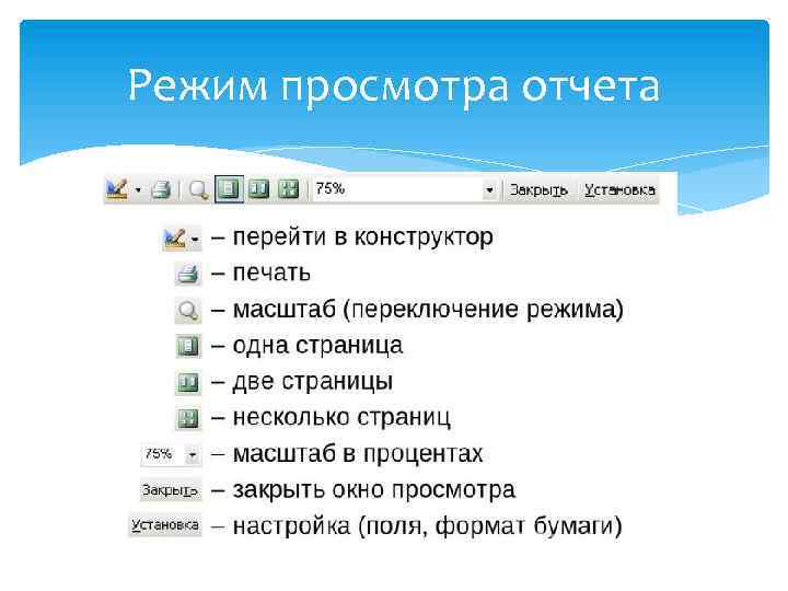 Режим просмотра отчета 