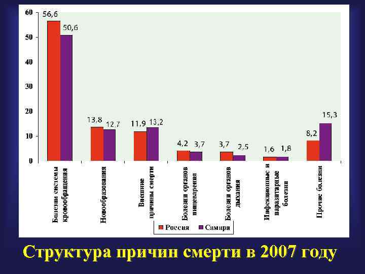 Структура причин смерти в 2007 году 