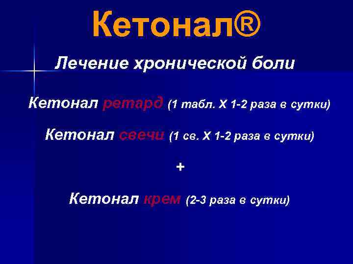 Кетонал® Лечение хронической боли Кетонал ретард (1 табл. Х 1 -2 раза в сутки)