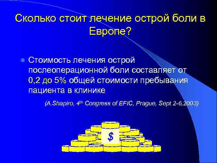 Сколько стоит лечение острой боли в Европе? l Стоимость лечения острой послеоперационной боли составляет