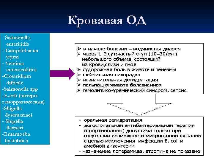 Кровавая ОД - Salmonella enteritidis - Campilobacter jejuni - Yersinia enterocolitica -Clostridium difficile -Salmonella