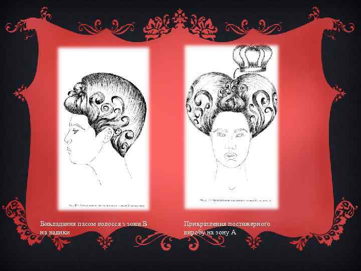 Викладання пасом волосся з зони В на валики Прикріплення постижерного виробу на зону А