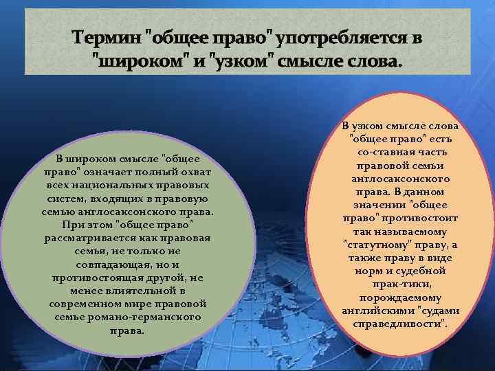 Общее право это. Право в узком смысле. Термин «общее право» охватывает. Право в широком смысле. Право в широком смысле слова означает:.