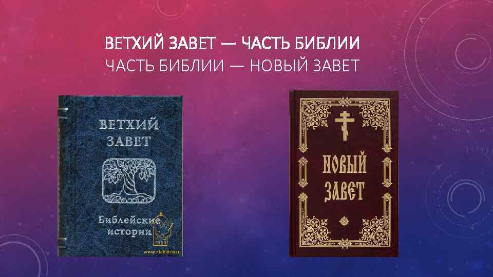 ВЕТХИЙ ЗАВЕТ — ЧАСТЬ БИБЛИИ — НОВЫЙ ЗАВЕТ 