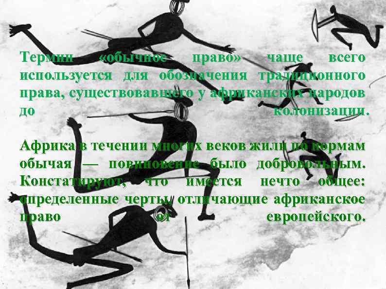 Термин «обычное право» чаще всего используется для обозначения традиционного права, существовавшего у африканских народов