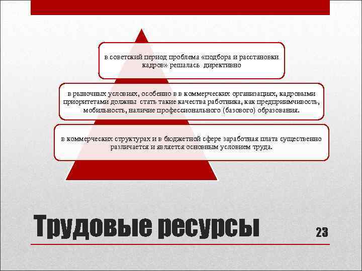 в советский период проблема «подбора и расстановки кадров» решалась директивно в рыночных условиях, особенно