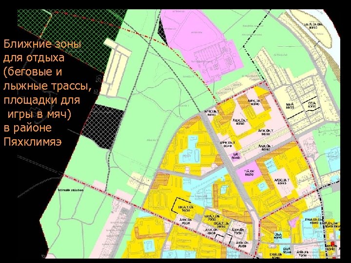 Ближние зоны для отдыха (беговые и лыжные трассы, площадки для игры в мяч) в