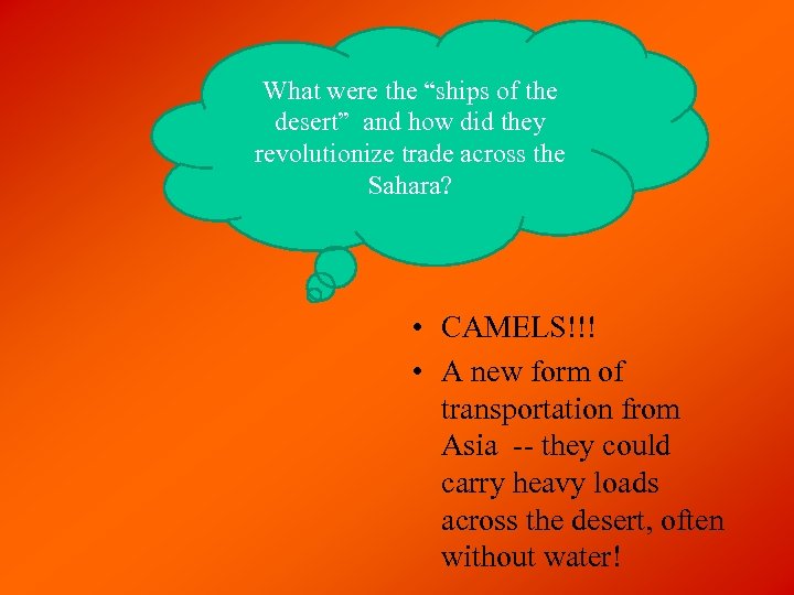 What were the “ships of the desert” and how did they revolutionize trade across