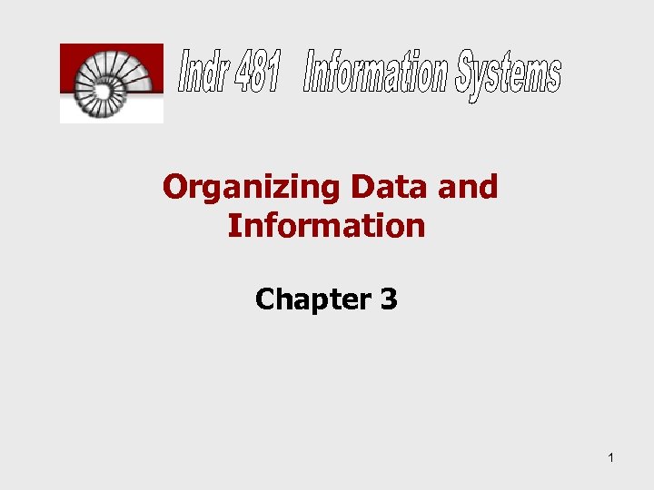  Organizing Data and Information Chapter 3 1 
