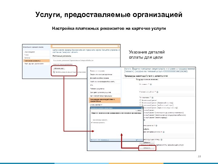 Услуги, предоставляемые организацией Настройка платежных реквизитов на карточке услуги Указание деталей оплаты для цели