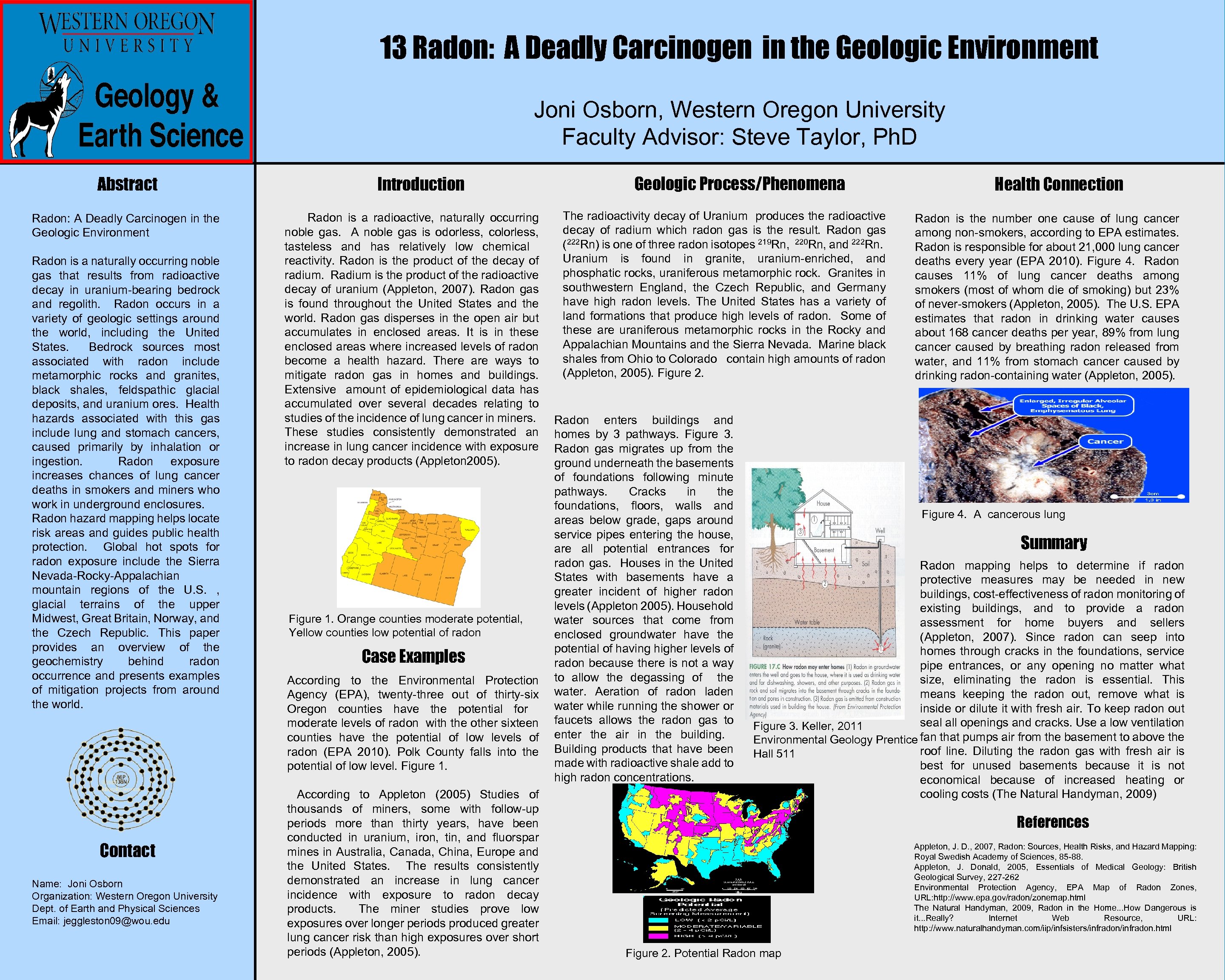 13 Radon: A Deadly Carcinogen in the Geologic Environment Joni Osborn, Western Oregon University