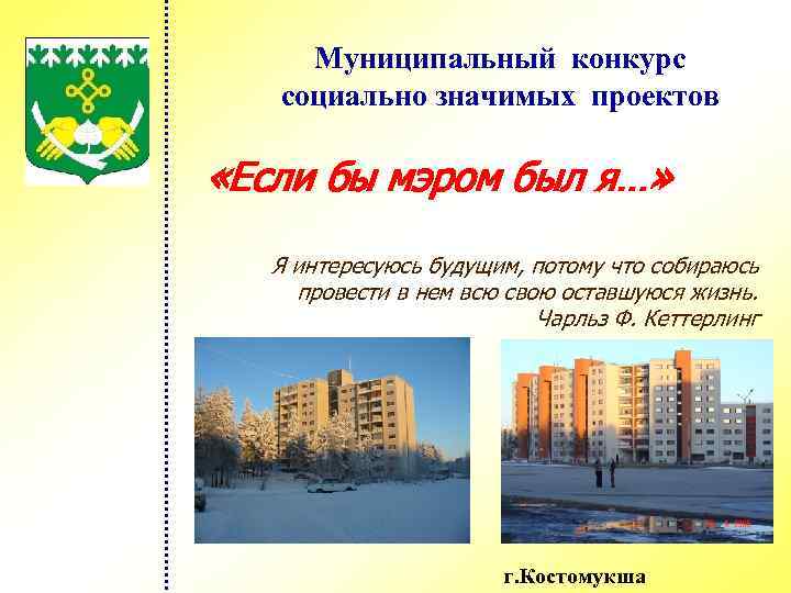 Муниципальный конкурс социально значимых проектов «Если бы мэром был я…» Я интересуюсь будущим, потому