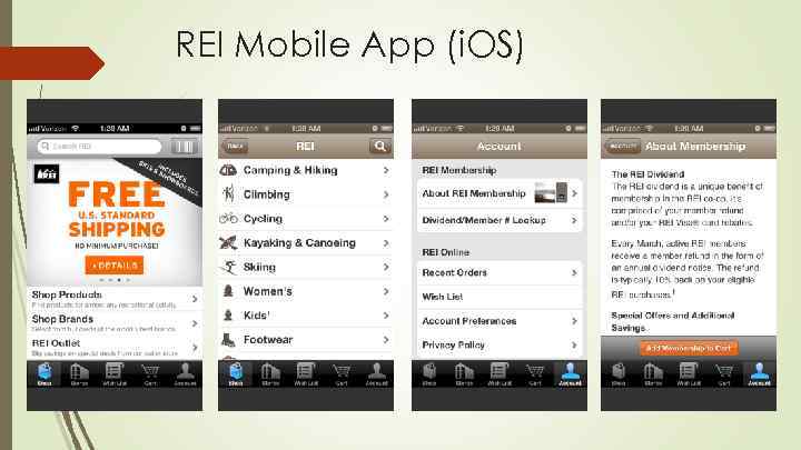 REI Mobile App (i. OS) 