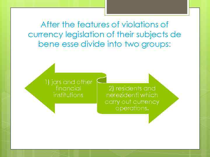 After the features of violations of currency legislation of their subjects de bene esse