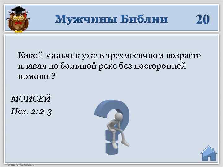 Мужчины Библии 20 Какой мальчик уже в трехмесячном возрасте плавал по большой реке без