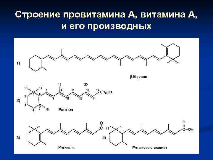 Строение провитамина А, и его производных 