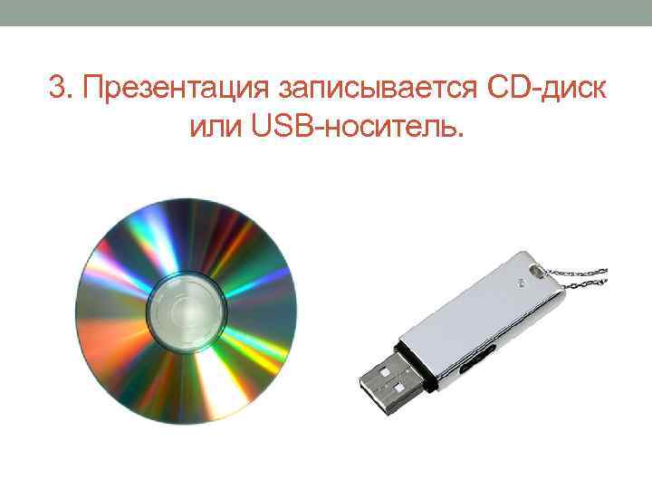 3. Презентация записывается CD-диск или USB-носитель. 